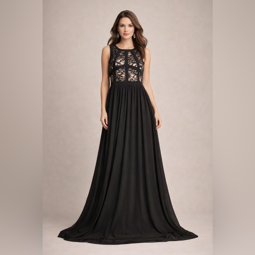 NWT R & M Collection black sleeveless formal gown size 8